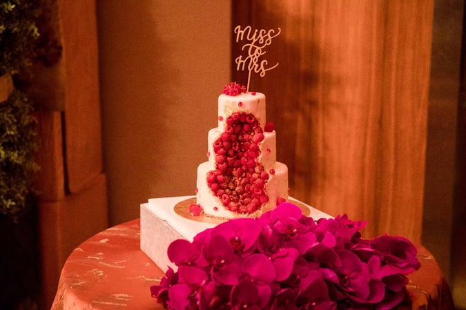 3-tiered Raspberry Fondant Wedding Cake2-3